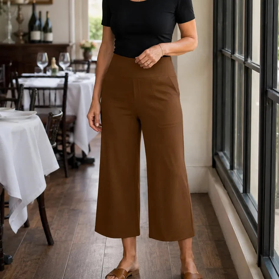 Women's Cropped Wide-Leg Capris | High-Waisted & Stretch 17
