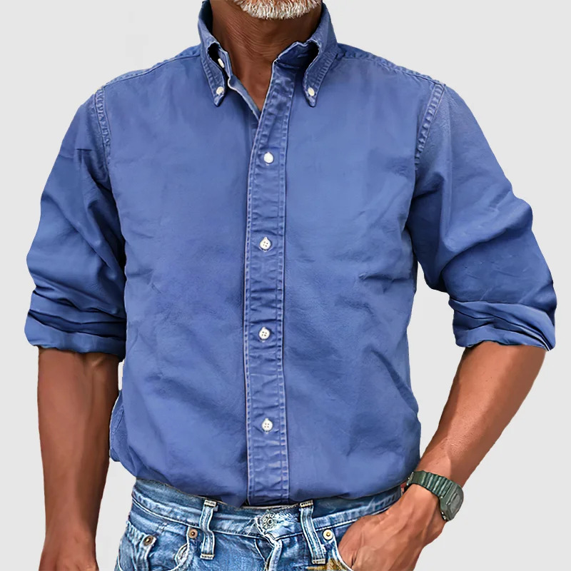 Men's Long Sleeve Button Up Shirt Wrinkle Resistant Easy Care 9