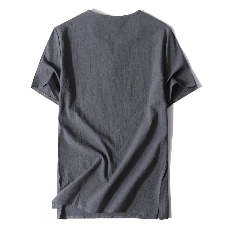Men's T-Shirt | Button-Neck Relaxed Fit