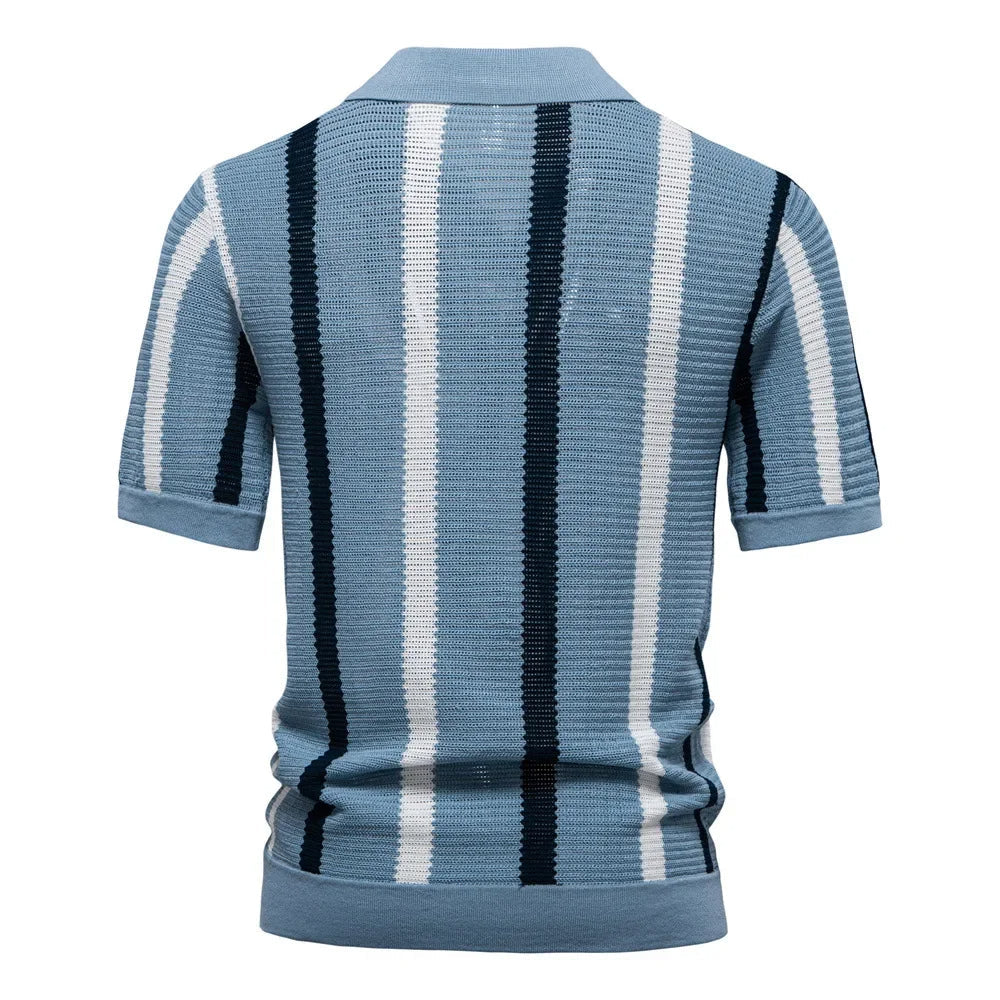 Men's Polo Shirt | Striped Knit Design