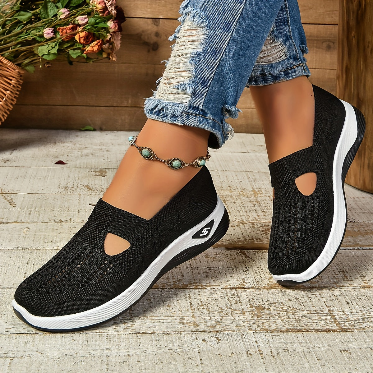 Women's Slip On Shoes Ergonomic Cushioned Comfort Trainers 18