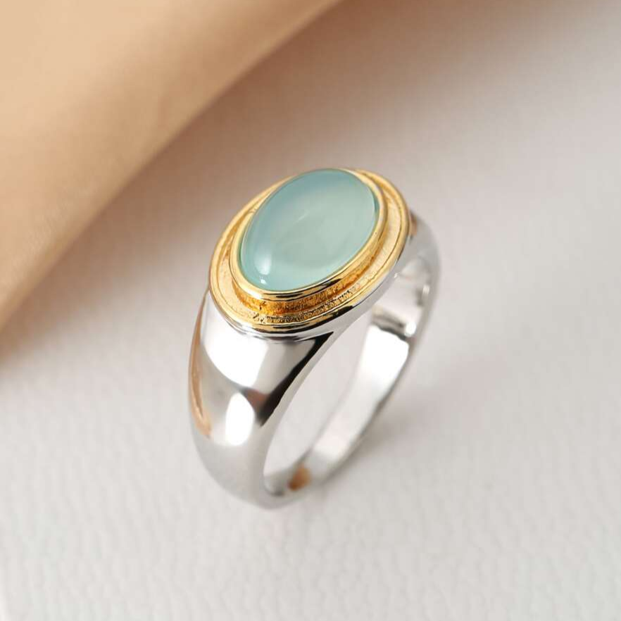 Emily - Antique Green Moonstone Statement Ring