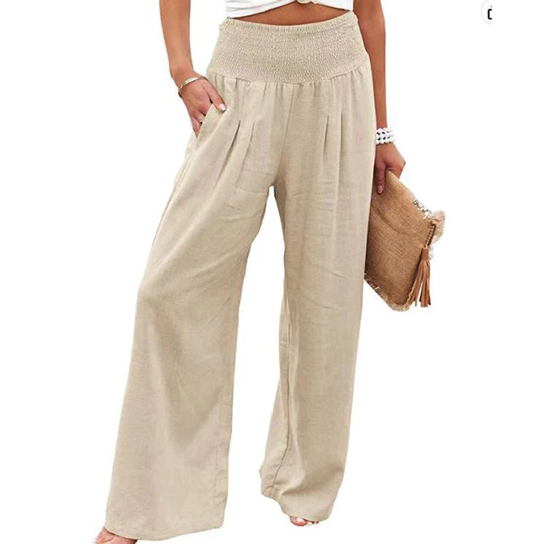 Linen Summer Pants for Men and Women | Breathable Elastic Waist Trousers | Lightweight Casual Cotton Linen Beach Pants 8