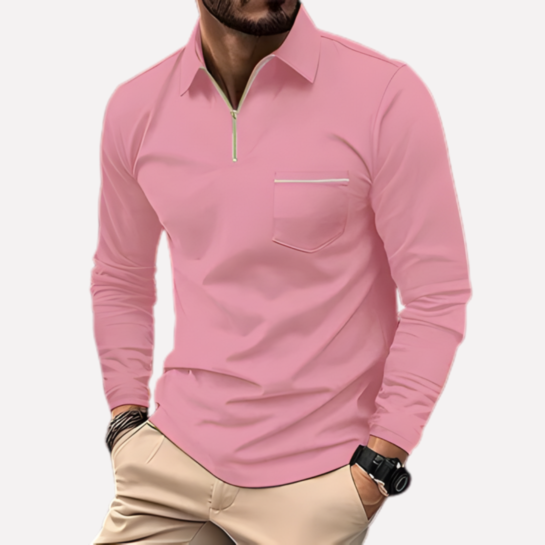 Men’s Long-Sleeve Polo Shirt with Chest Pocket 5