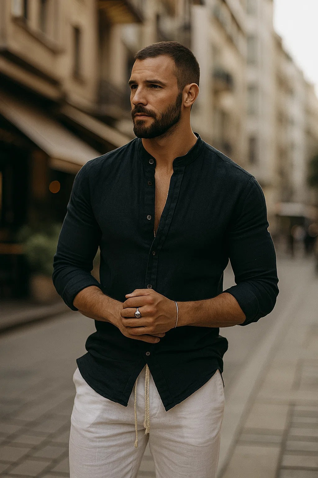 Men's 3/4 Sleeve Shirt - Stylish Cotton Blend for Everyday Wear