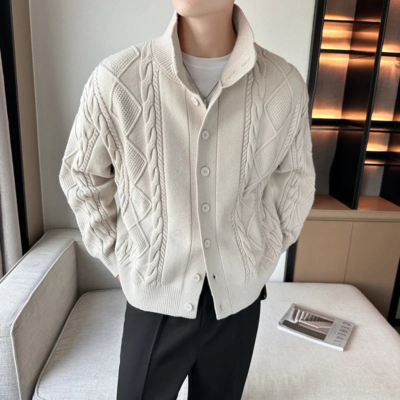 Men's Cable Knit Cardigan for Stylish Layering