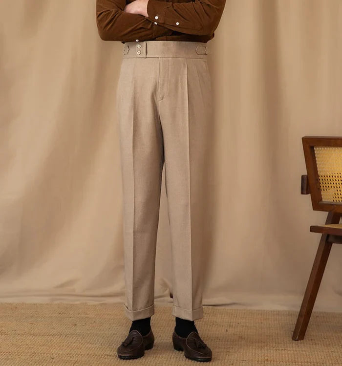 Men's Classic Trousers - Stylish Side-Tab Design for Formal Events