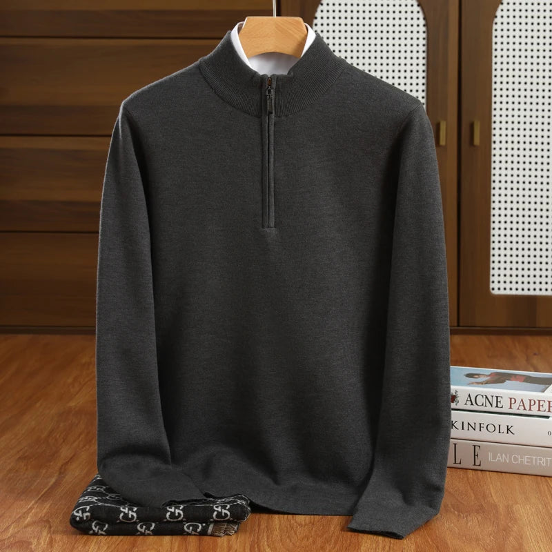 Men's Half-Zip Mock Neck Sweater for Smart Casual Wear