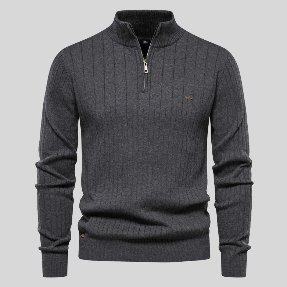 Men's Ribbed Mock Neck Half Zip Sweater for All Occasions