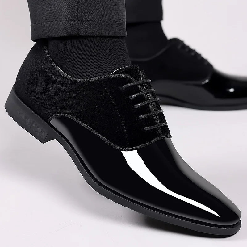 Men's Velvet Patent Oxford Shoes for Formal Occasions