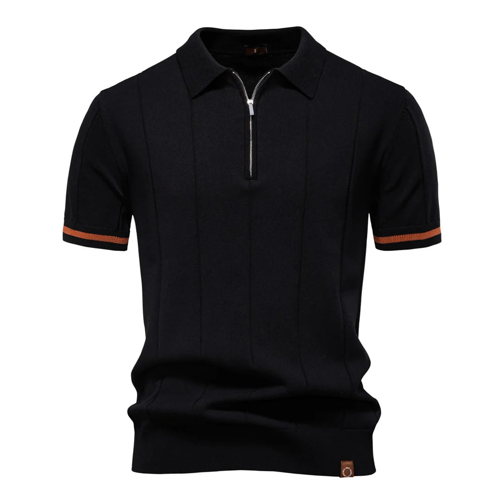 Men's Polo Shirt | Ribbed Zip-Neck Design