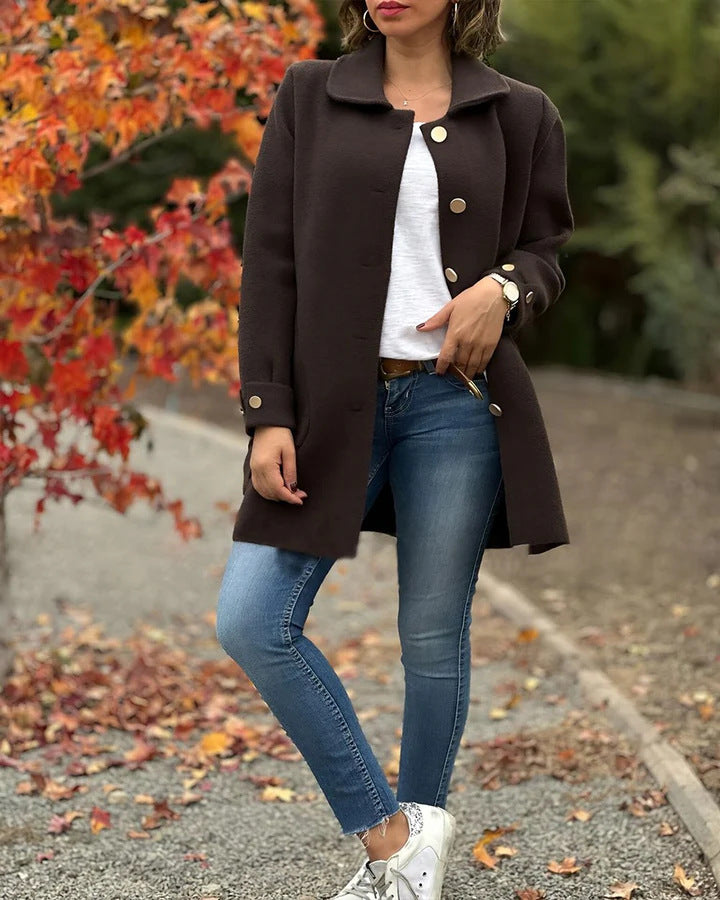 Women's Tailored Button Coat | Flattering Fit 4