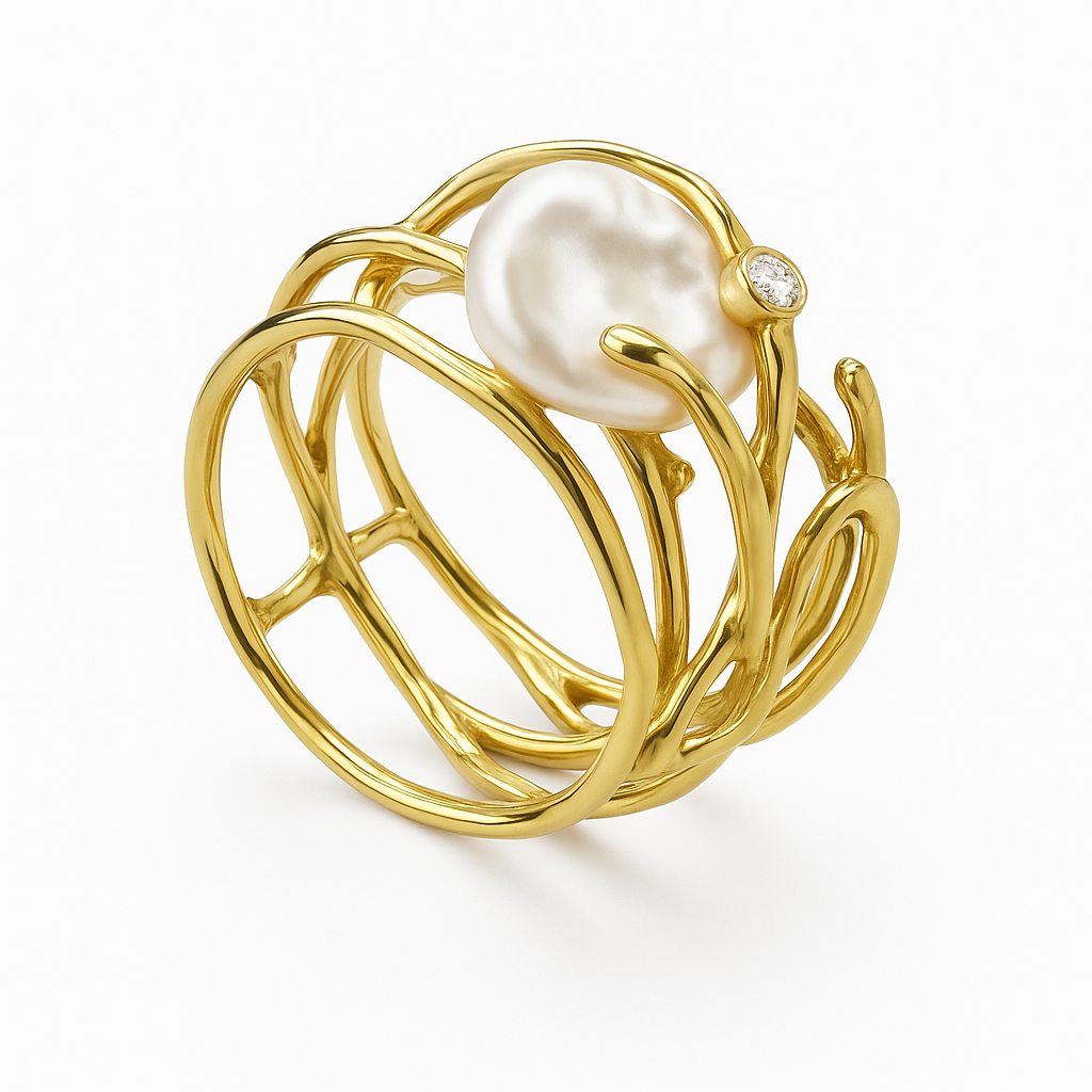 Vintage Pearl-Embellished Gold Ring for Stylish Occasions