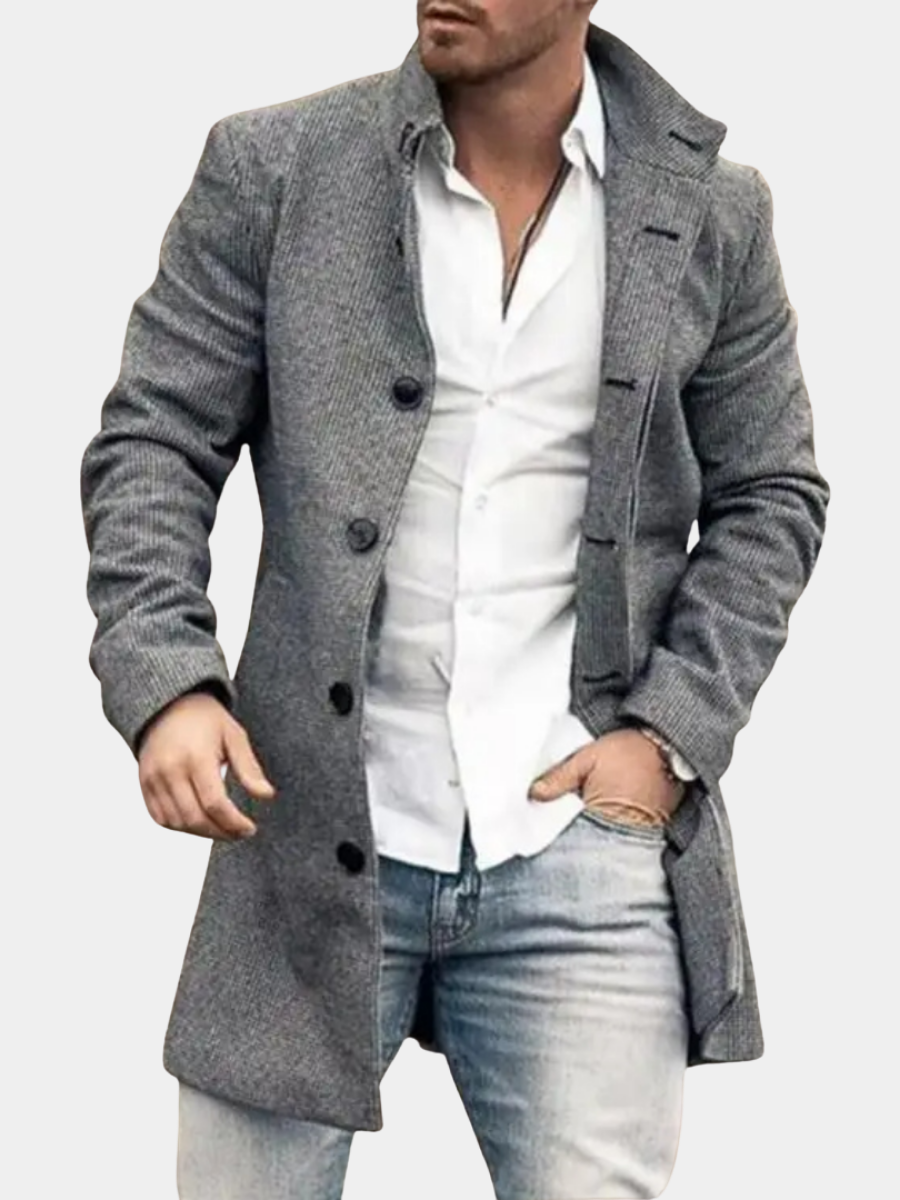 Men's Tailored Fit Plaid Overcoat Refined Seam Finish 5