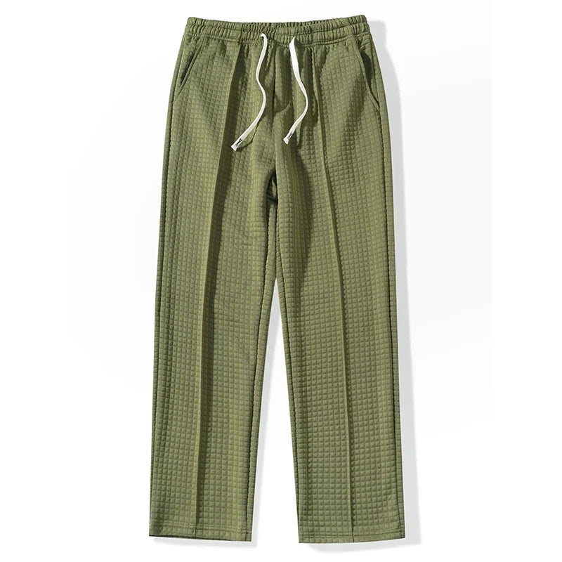 Men's Waffle Knit Baggy Sweatpants Drawstring Joggers Pockets 13