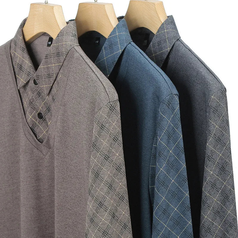 Men's 2-in-1 Long Sleeve Polo | Layered Look & Breathable Comfort 5