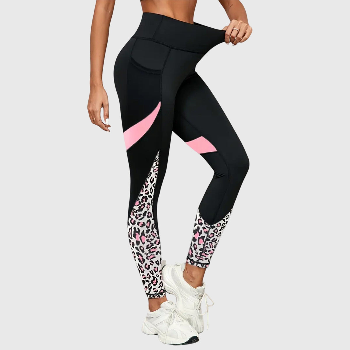 Stylish High-Waisted Leopard Print Workout Trousers