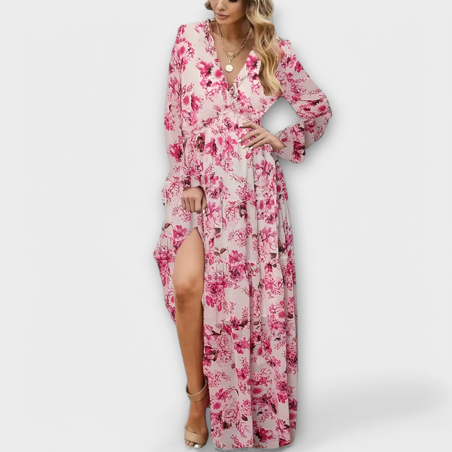 Women’s Dress | Floral V-Neck Long Sleeve Maxi 6