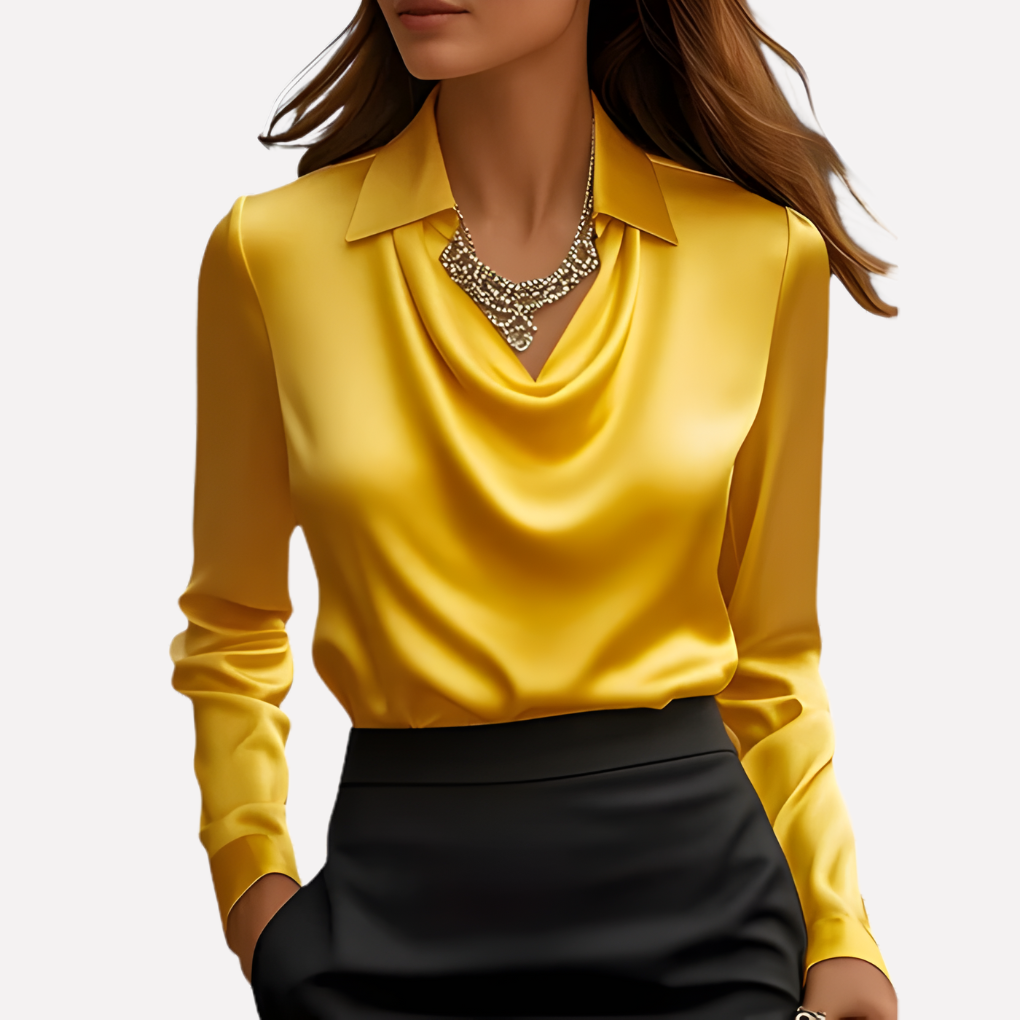 Women’s Satin Blouse with Draped Collar 9
