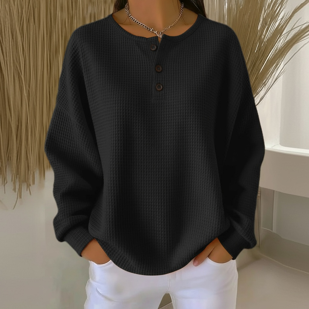 Women’s Sweatshirt | Waffle Knit Button Front 3