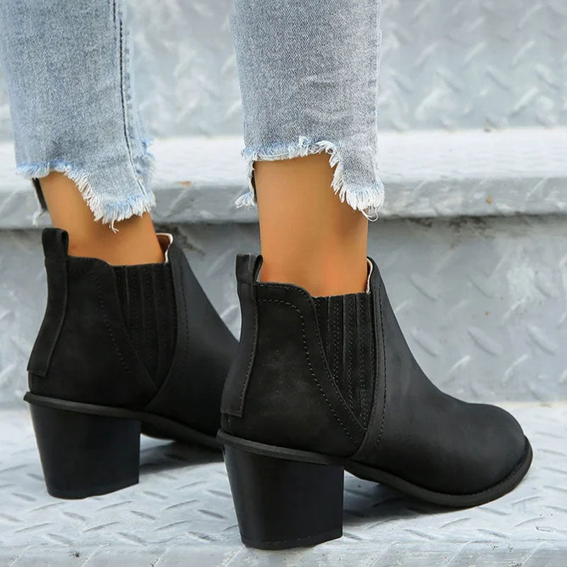 Women's Chelsea Boots Stacked Block Heel Western Style
