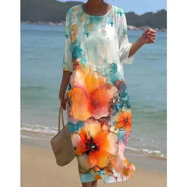 Women's Midi Dress | Floral A-Line Silhouette