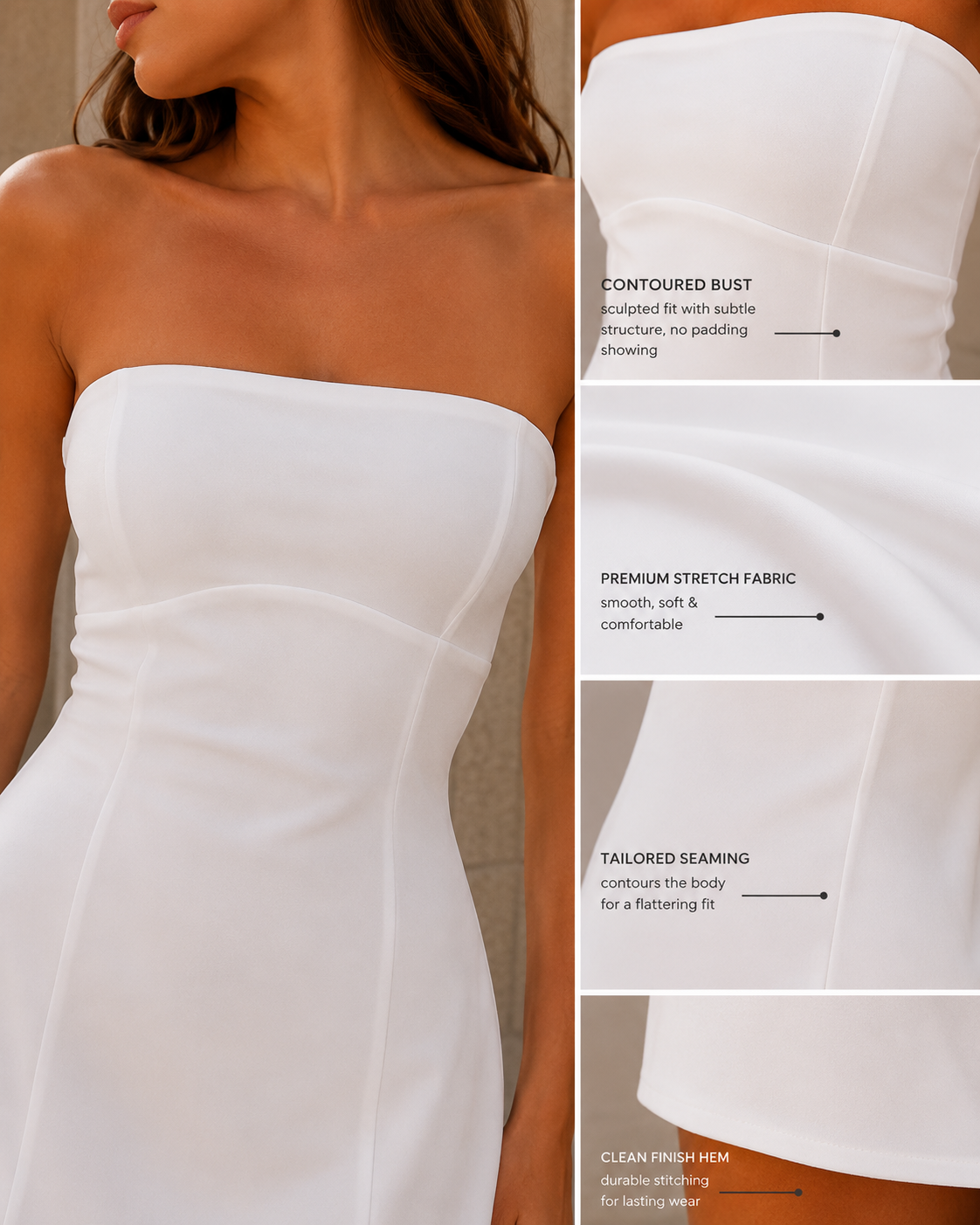 Women's Strapless Mini Dress | Fitted Bodice & Sculpted Silhouette
