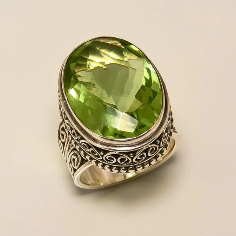 Olive Green Crystal Ring for Chic Occasions
