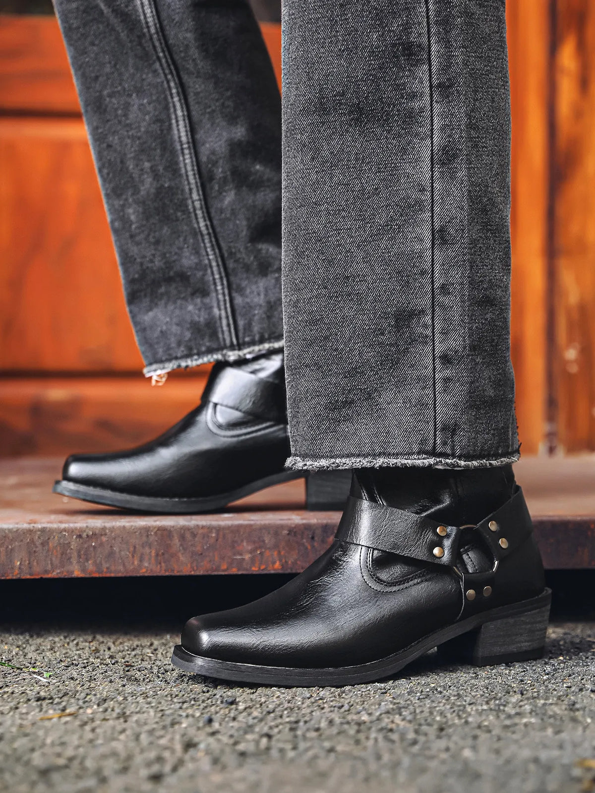Men's Cowboy Boots | Harness Strap & Side Zip 8