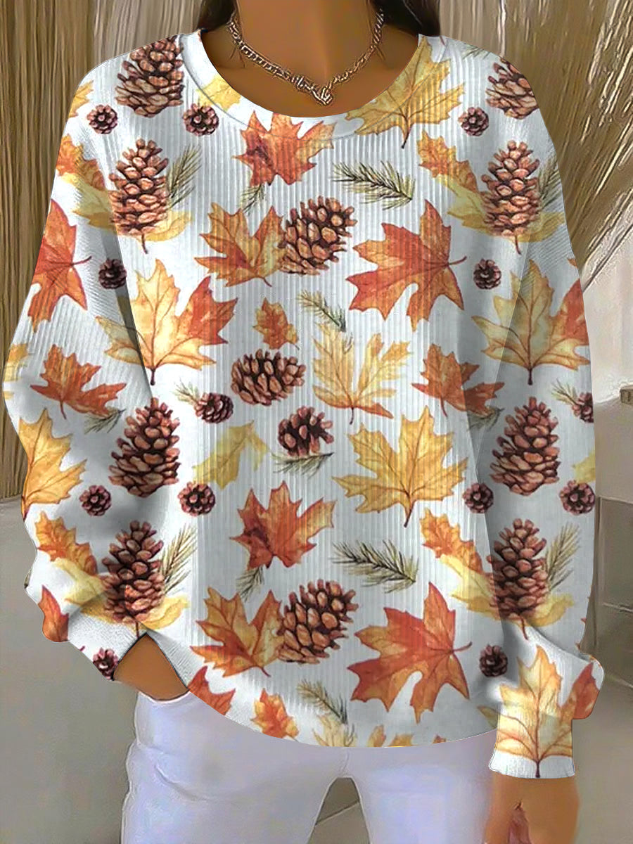 Women's Sweatshirt | Autumn Leaf Print & Pull-On Comfort 1