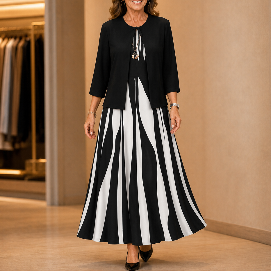 Women's Striped Maxi Dress Set | Two-Piece & Wrinkle Resistant 13
