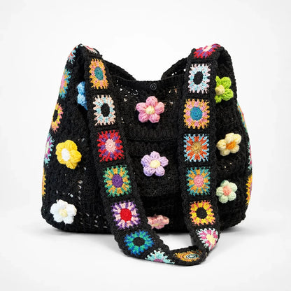 Women's Crochet Shoulder Bag | Floral 3D Detail & Roomy Design 12