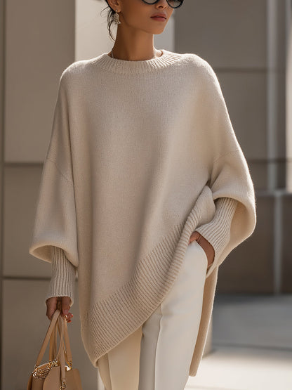 Women's Knit Sweater | Oversized Asymmetrical Hem 1