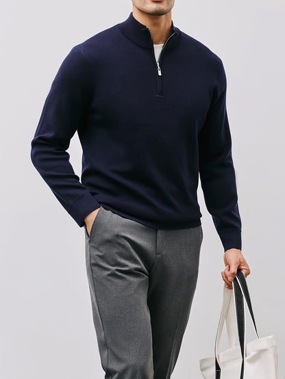 Men's Quarter Zip Sweater | Stand Collar & Lightweight Warmth 7