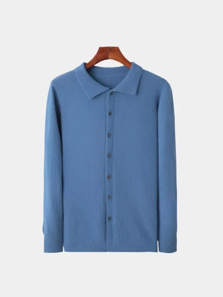 100% Cashmere Polo Cardigan - Cross & Crown - Cross & Crown