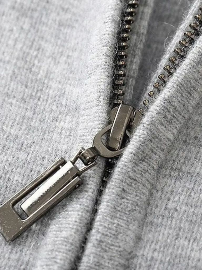 100% Merino Wool Zip Solid Color Sweater - Cross & Crown - Cross & Crown