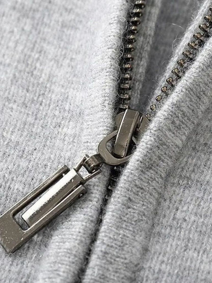 100% Merino Wool Zip Solid Color Sweater - Cross & Crown - Cross & Crown