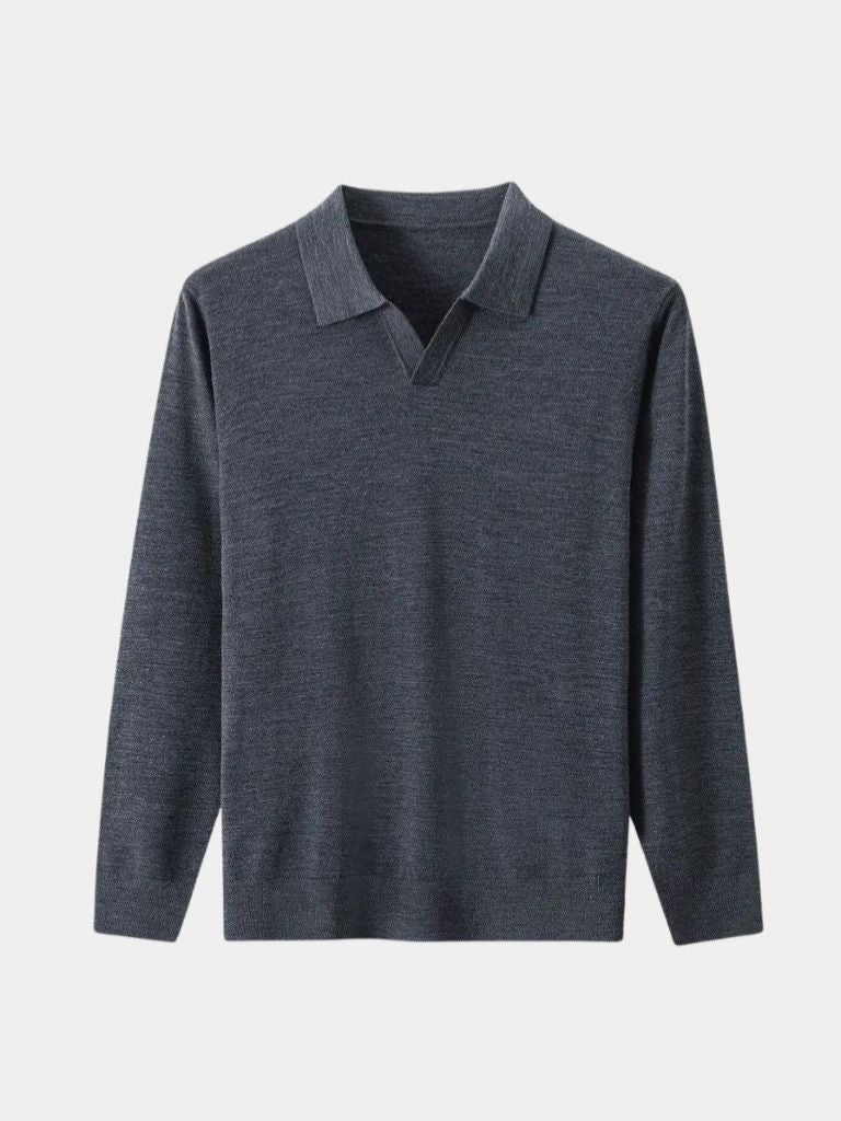 100% Wool Knit V Neck Turndown Pullover Sweater - Cross & Crown - Cross & Crown