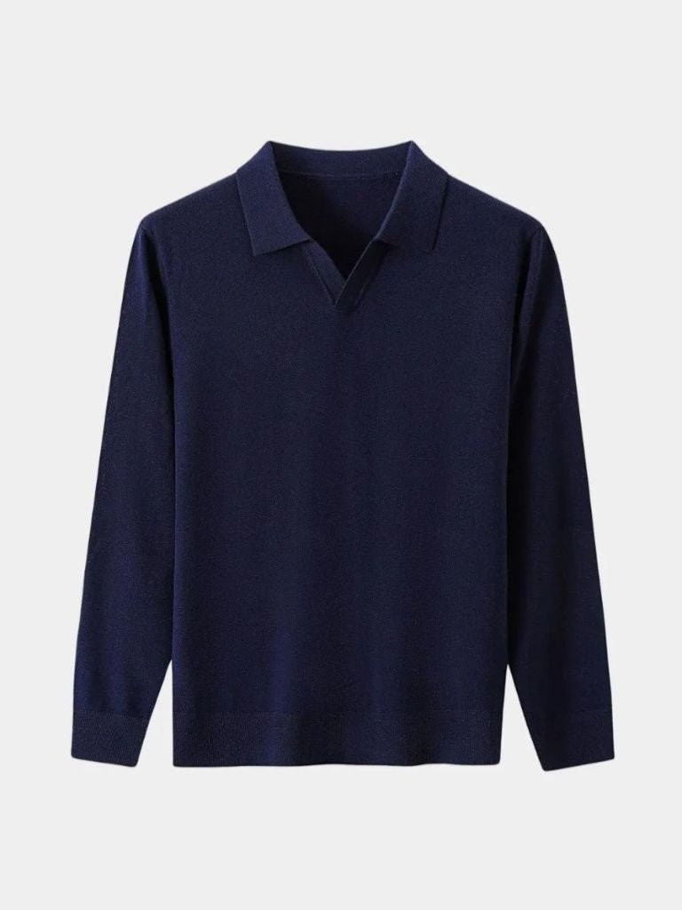 100% Wool Knit V Neck Turndown Pullover Sweater - Cross & Crown - Cross & Crown