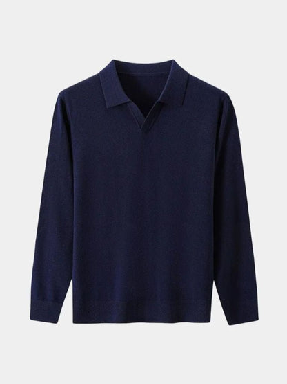 100% Wool Knit V Neck Turndown Pullover Sweater - Cross & Crown - Cross & Crown