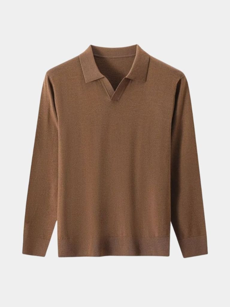 100% Wool Knit V Neck Turndown Pullover Sweater - Cross & Crown - Cross & Crown
