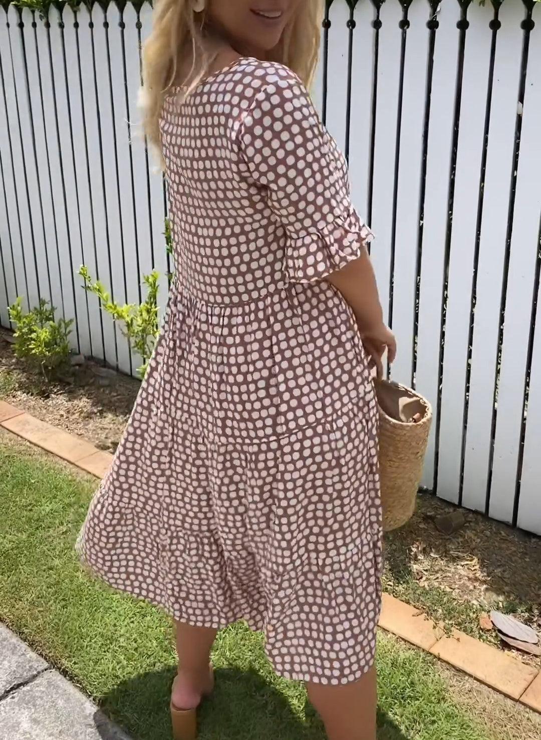 Zora Sable Short-Sleeve Midi Dress for Every Occasion
