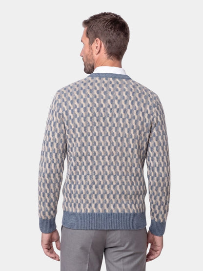 Men's Crew Neck Pullover Sweater | Geometric Pattern & Warm Comfort 2