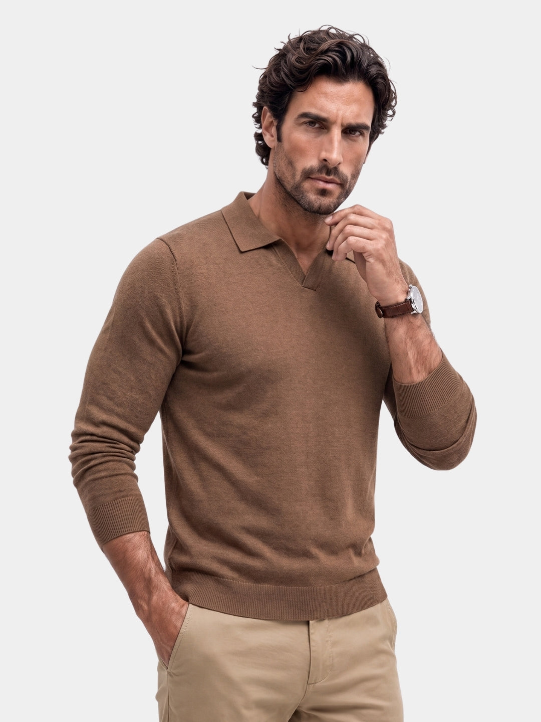 Men's Polo Sweater | V-Neck & Turndown Collar 1
