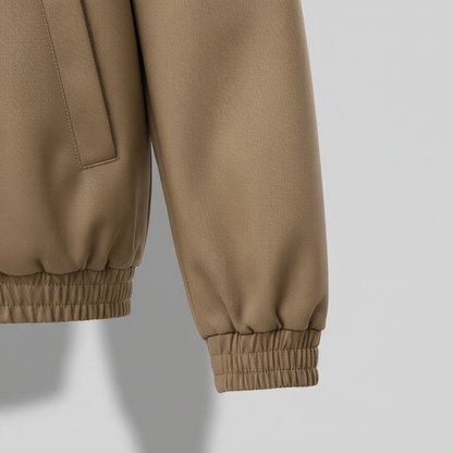 Men's Bomber Jacket Structured Collar Elastic Cuffs Panel 4