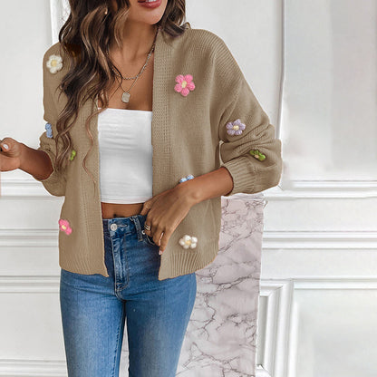Women's Knitted Cardigan | Floral Print Design 8