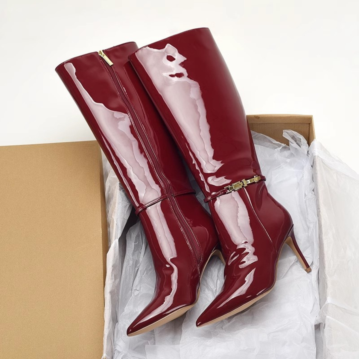Women's Buckle Boots Pointed Toe Stiletto Heel Ankle Shoes 4