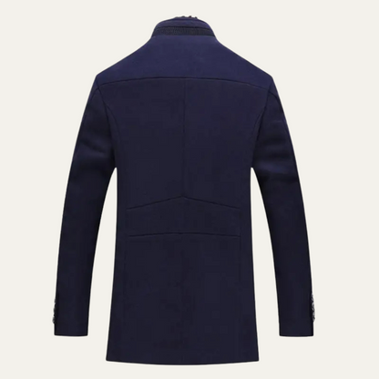 Men's Smart Casual Wool Trench Coat with Stand Collar