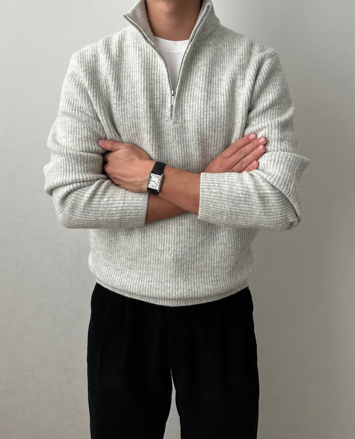 Men's Quarter Zip Sweater | Ribbed Knit Comfort 2