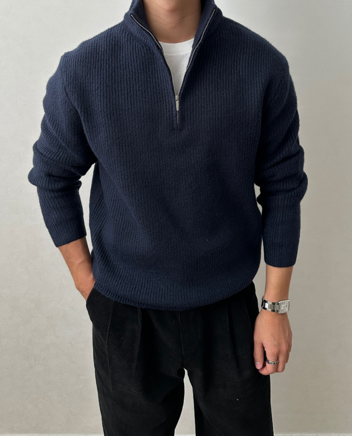 Men's Quarter Zip Sweater | Ribbed Knit Comfort 6